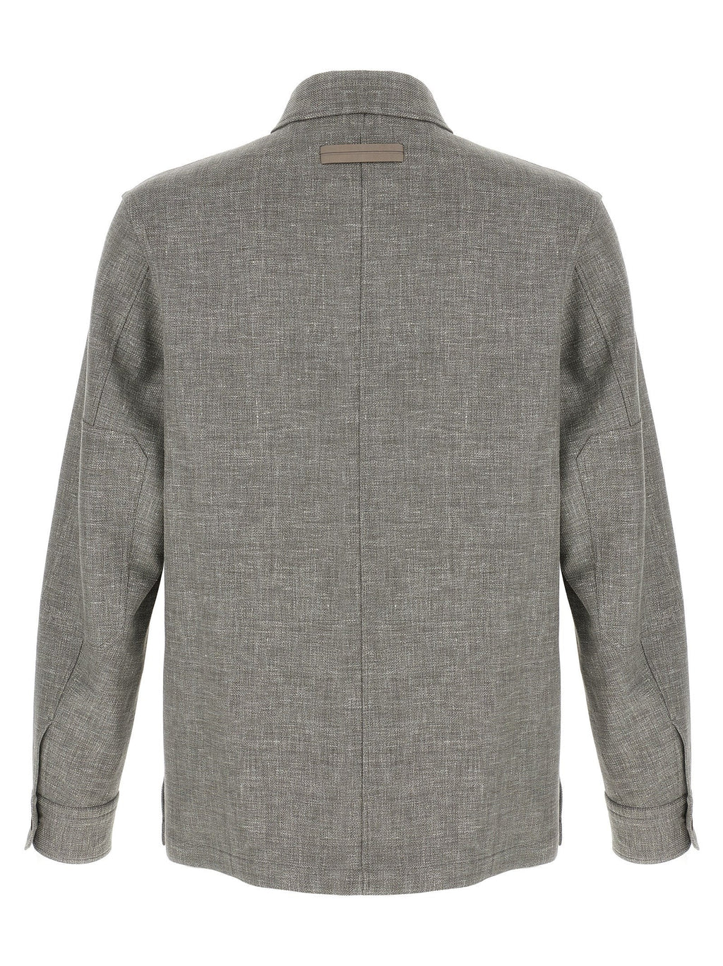 Zegna Linen-Wool-Silk Blend Overshirt — Gray