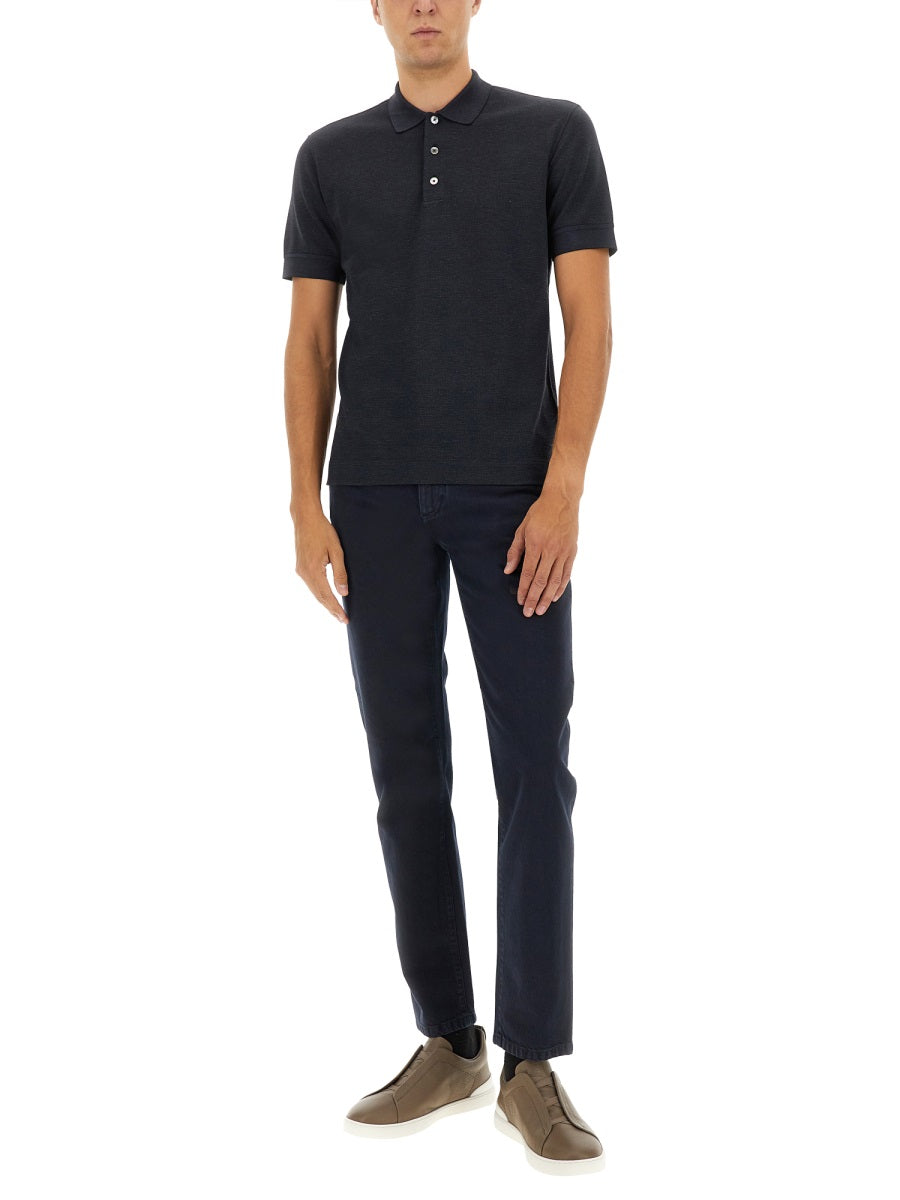 Zegna Men Cotton Blend Polo Shirt