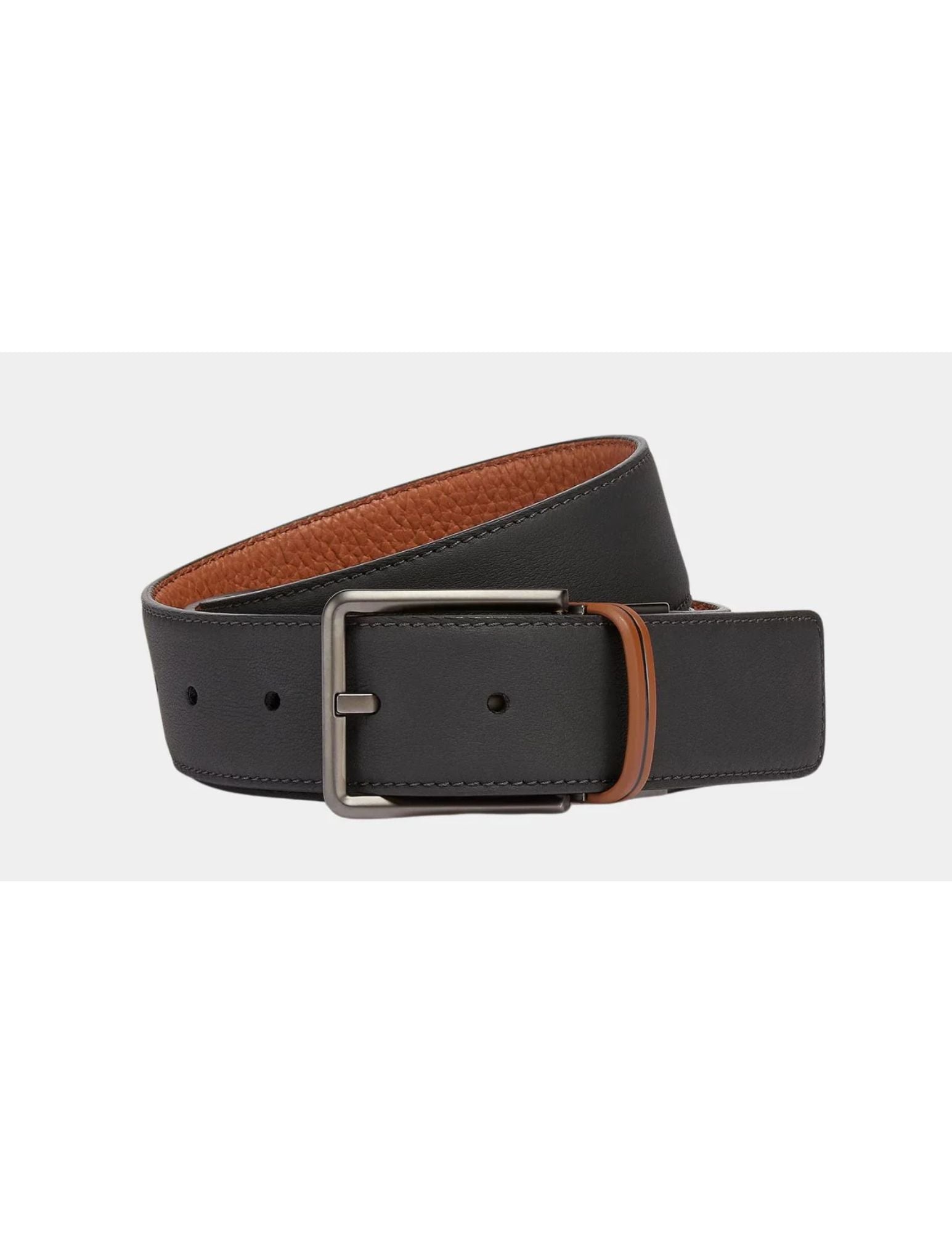 Reversible Leather Belt | Black and Dark Foliage