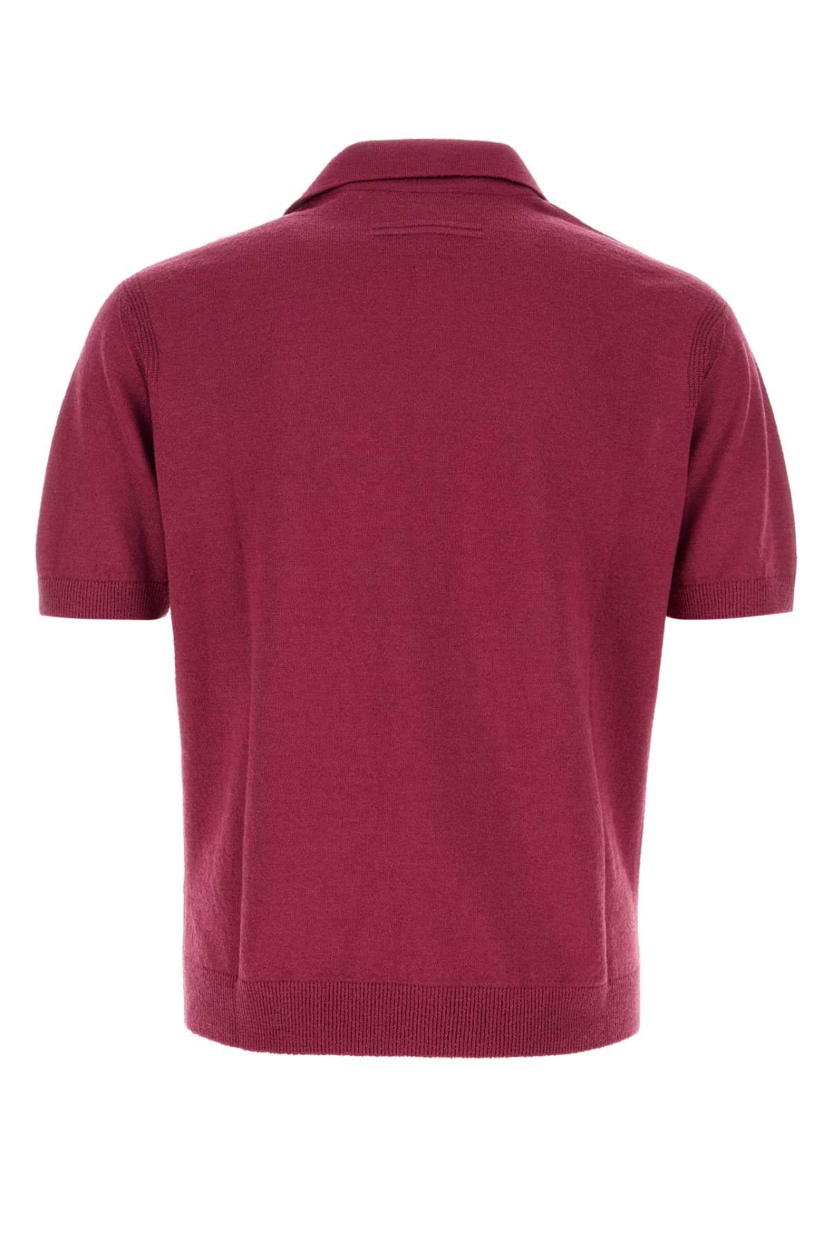 Zegna Men Tyrian Purple Knit Polo Shirt