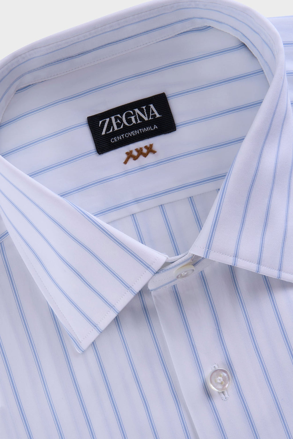 Zegna Couture White Centoventila Cotton Pinstripe Shirt