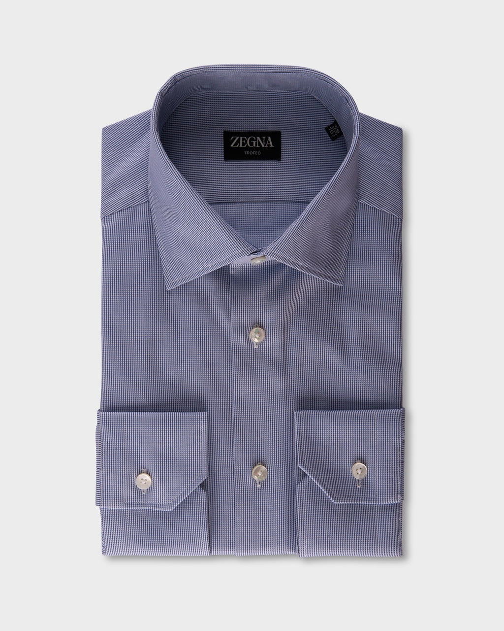 Dark Blue Microtexture Trofeo Cotton Shirt