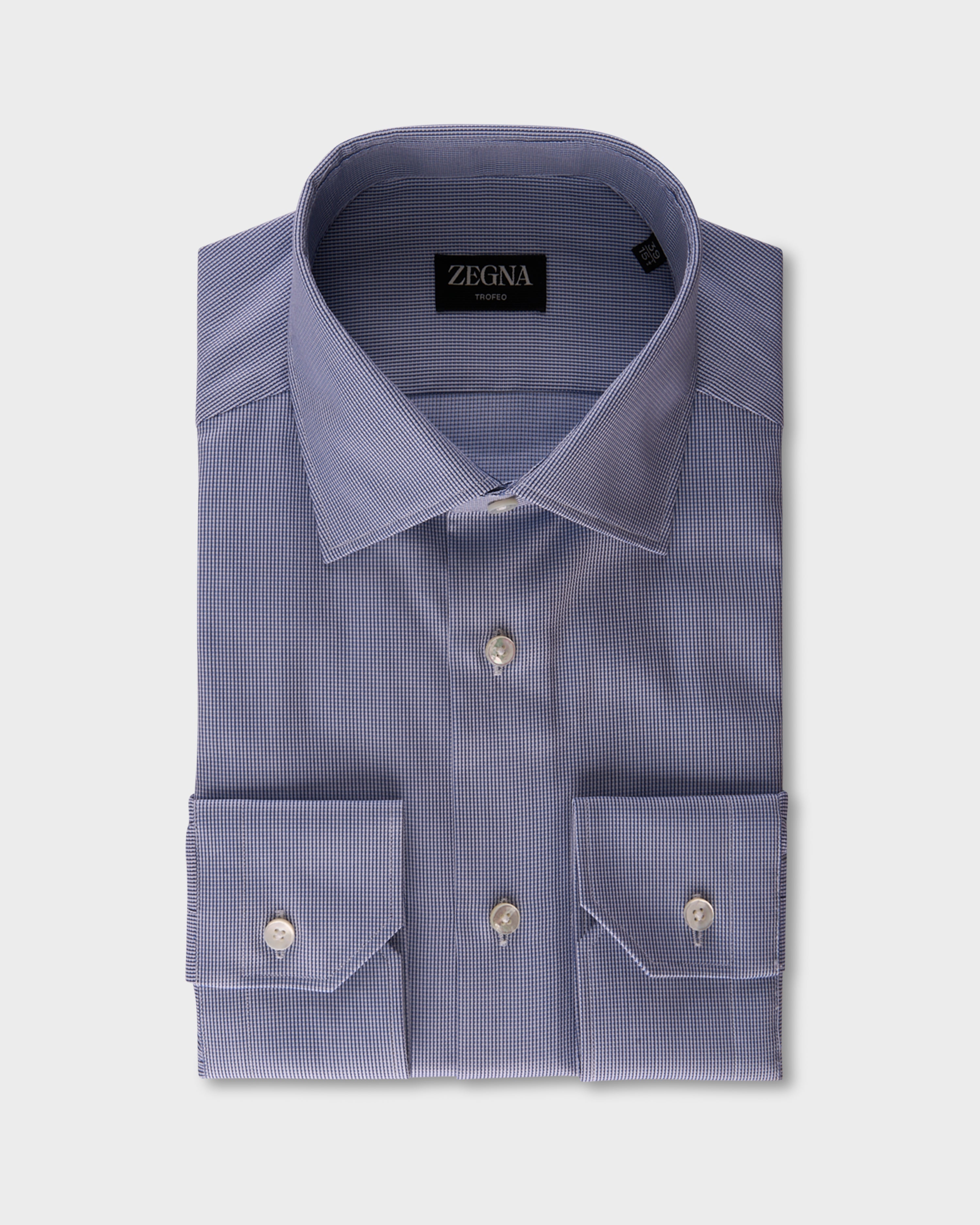 Dark Blue Microtexture Trofeo Cotton Shirt