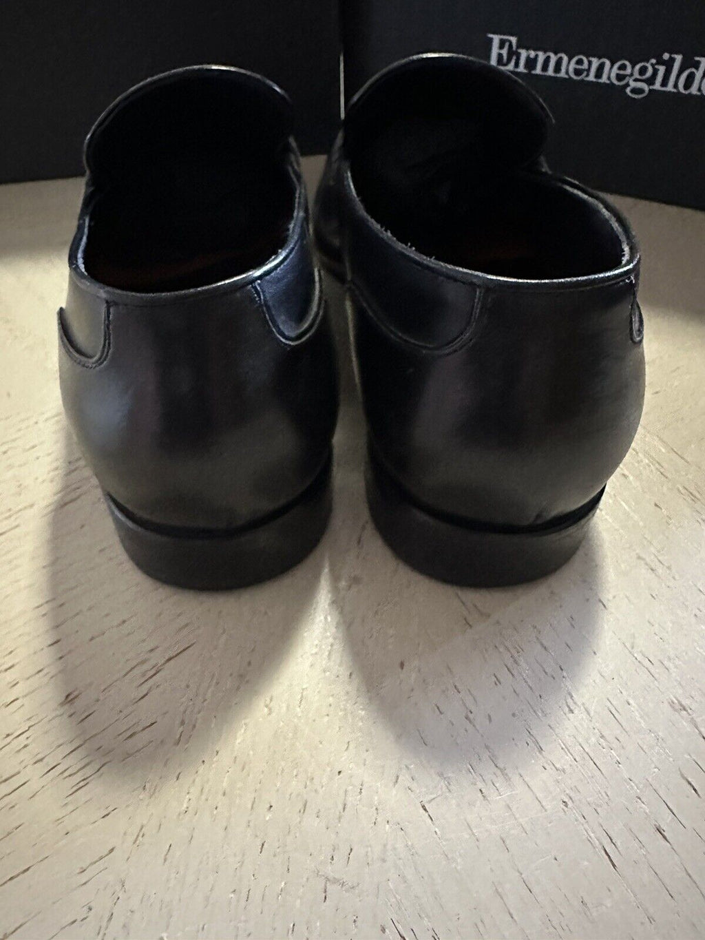 $1395 Ermenegildo Zegna Couture Leather Loafers Shoes Black 10 US/43 Eu Italy