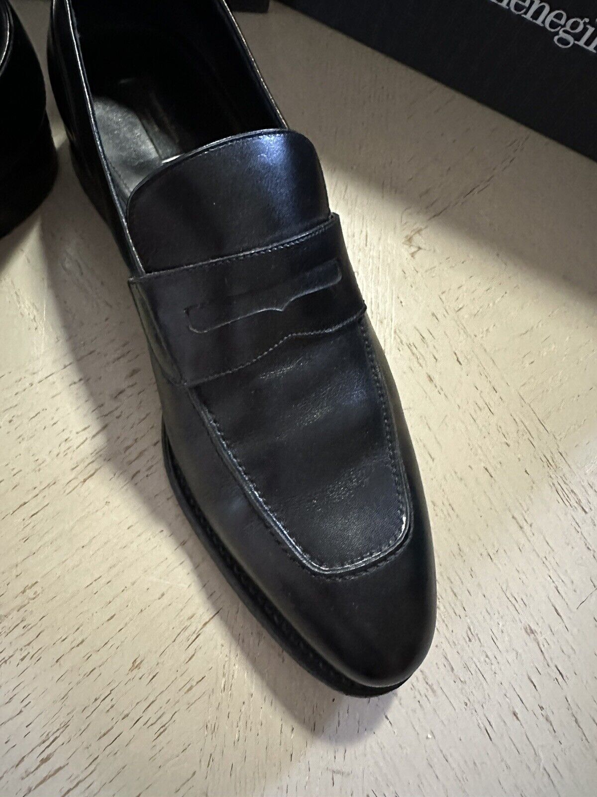 $1395 Ermenegildo Zegna Couture Leather Loafers Shoes Black 10 US/43 Eu Italy