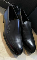 New $595 Ermenegildo Zegna  Leather Loafers Shoes Black 12 US Italy