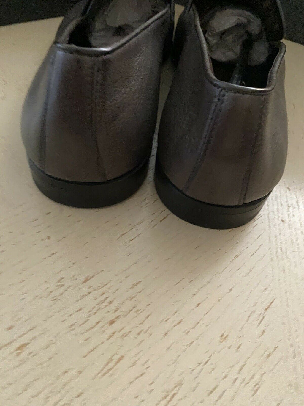New $750 Ermenegildo Zegna Iconic Moccasin Leather Loafers Shoes Gray 11 US