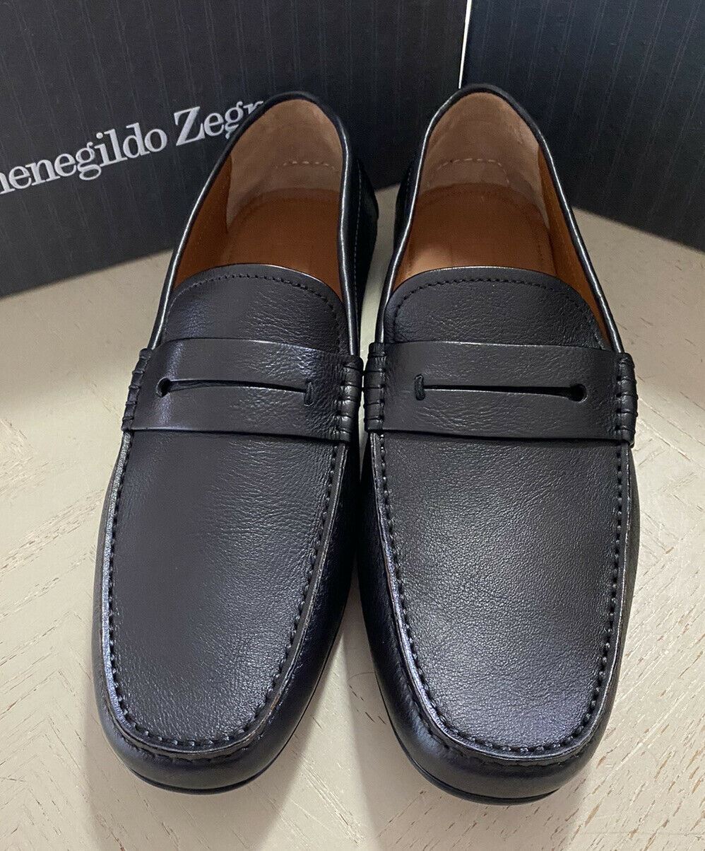 New $625 Ermenegildo Zegna Men Leather Driver Loafers Shoes Black 11 US Italy