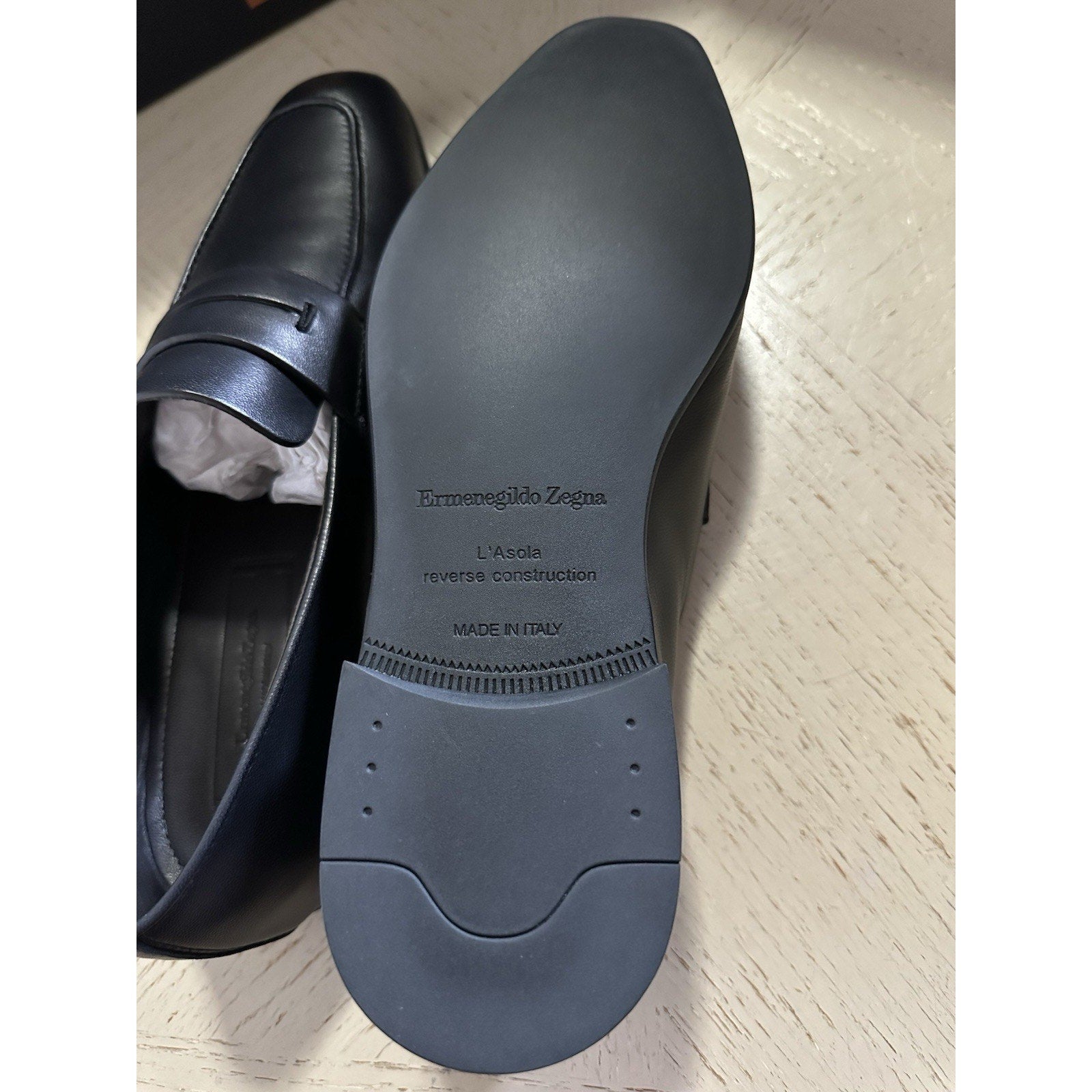 New $1190 Ermenegildo Zegna Reverse Construction Loafers Black 6.5 US/39.5 Eu
