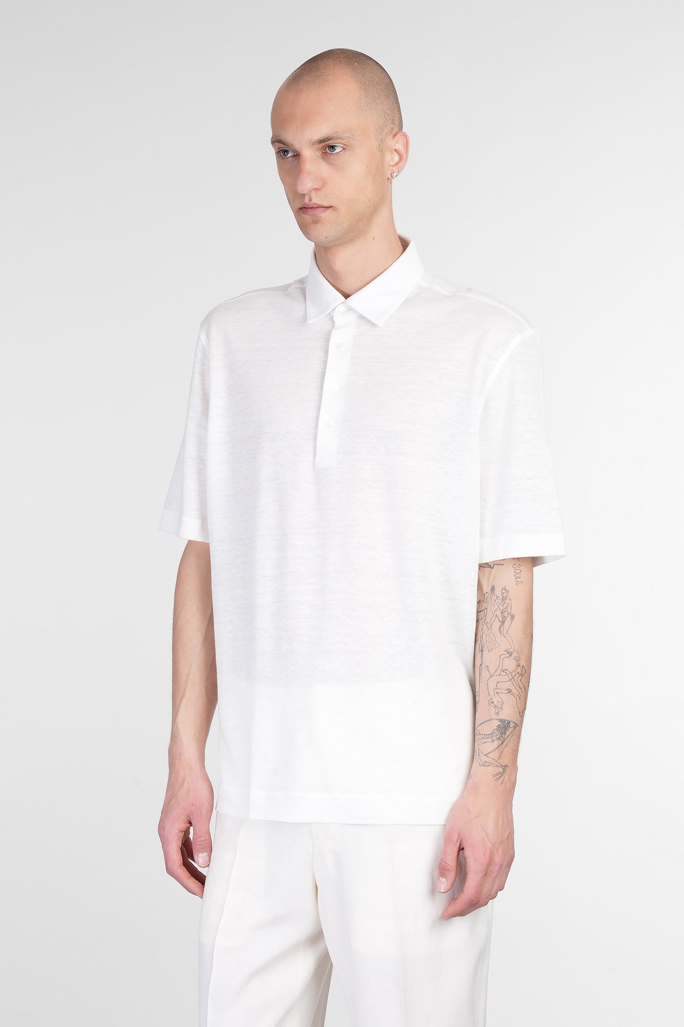 Polo in beige linen