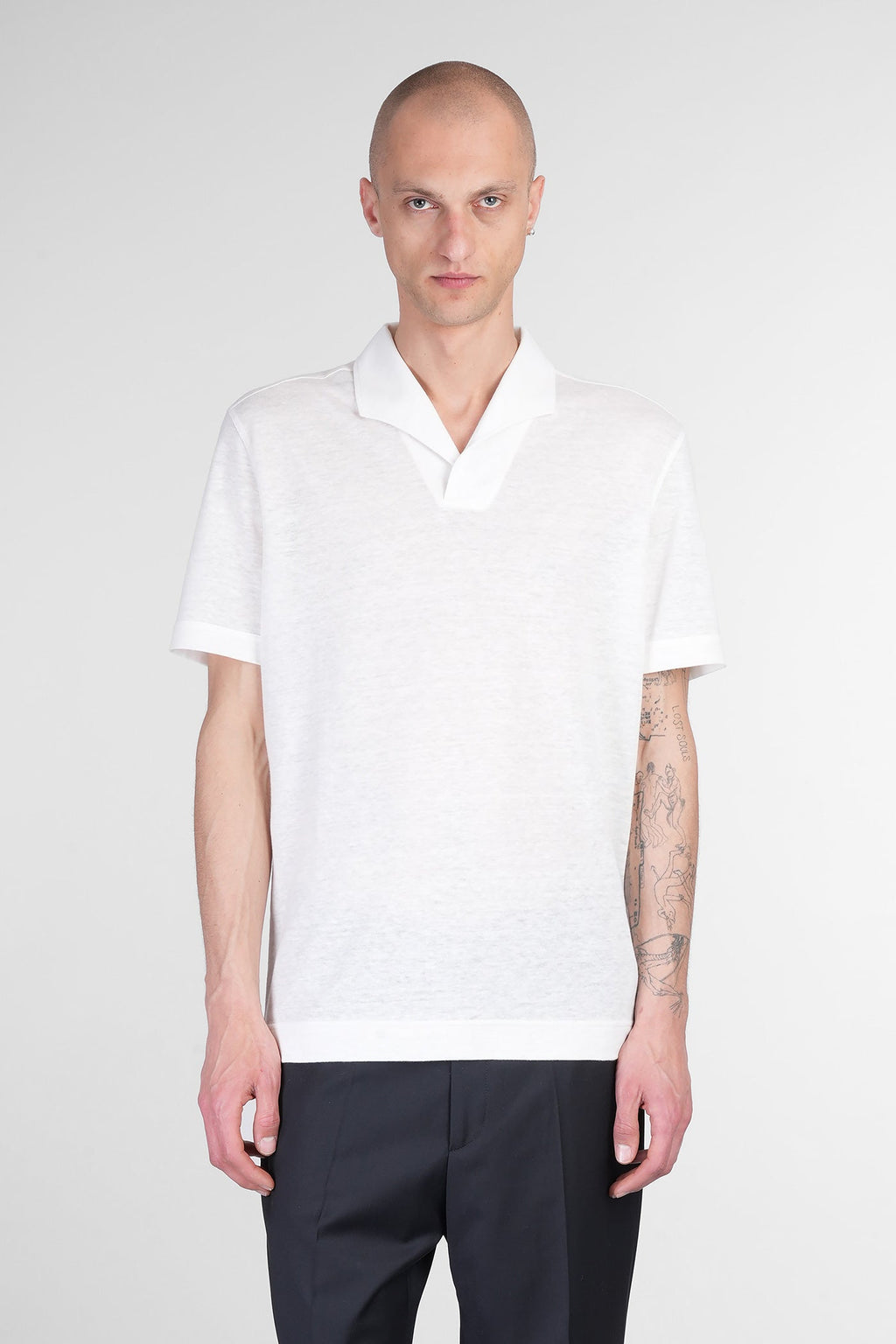 Polo in beige linen