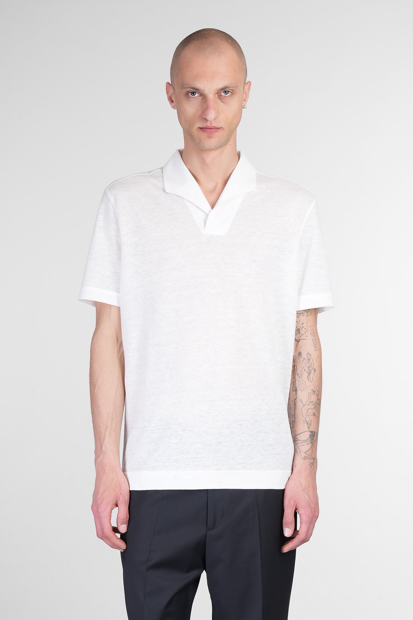 Polo in beige linen