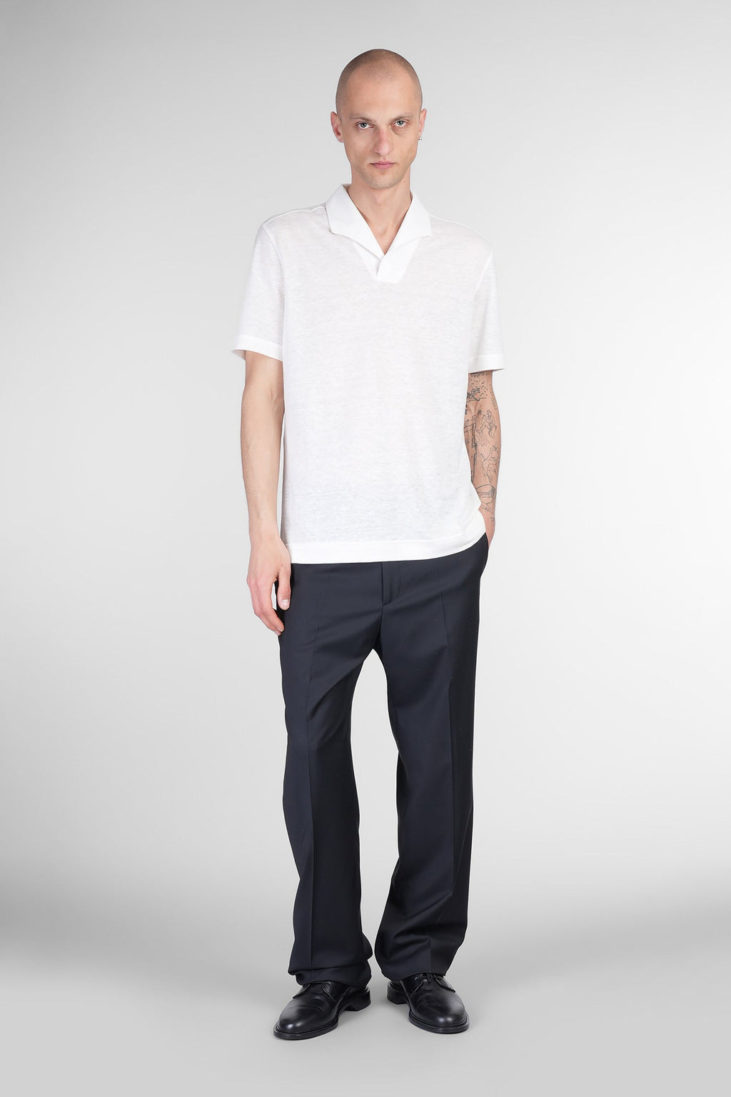 Polo in beige linen