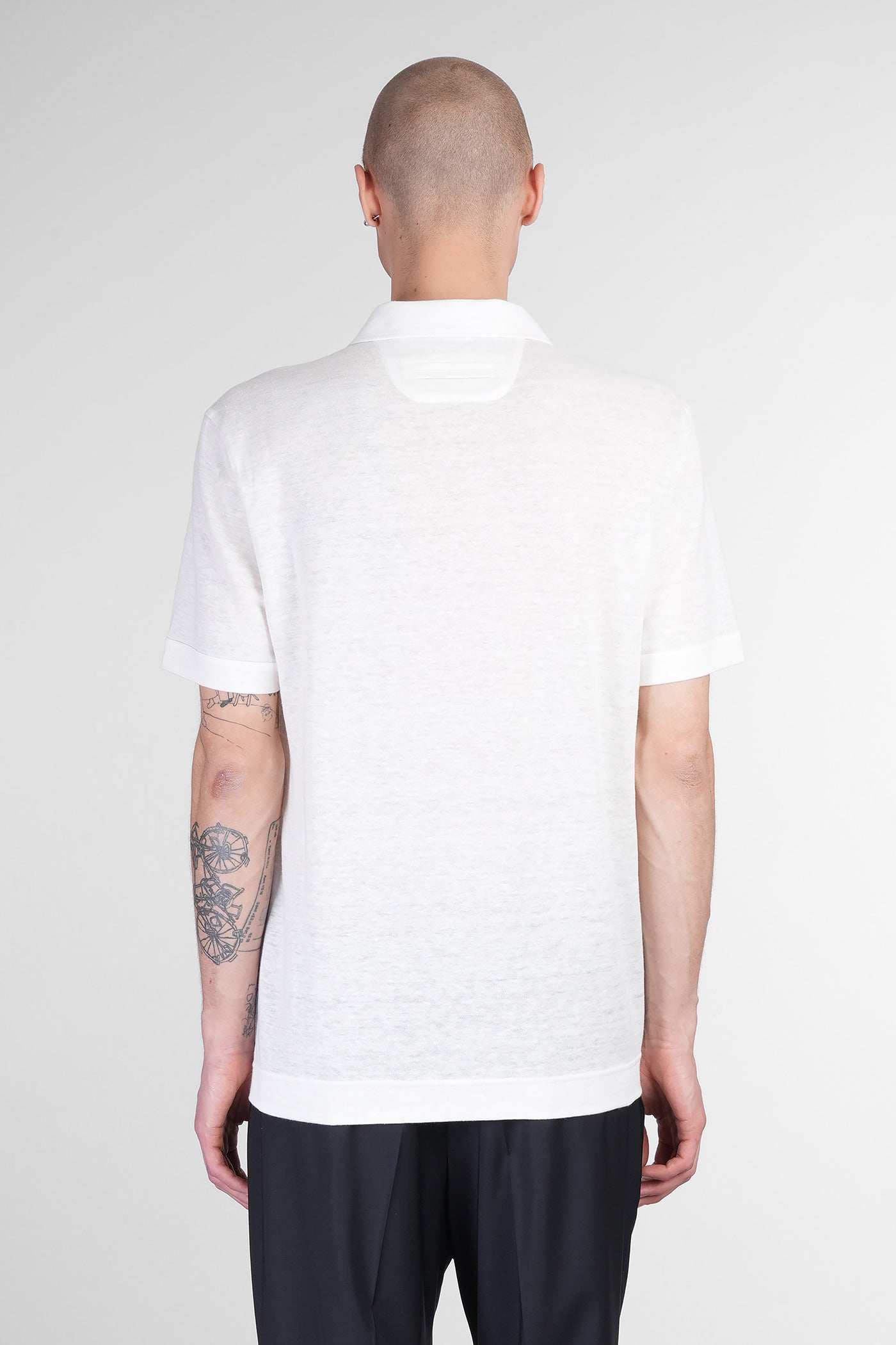 Polo in beige linen