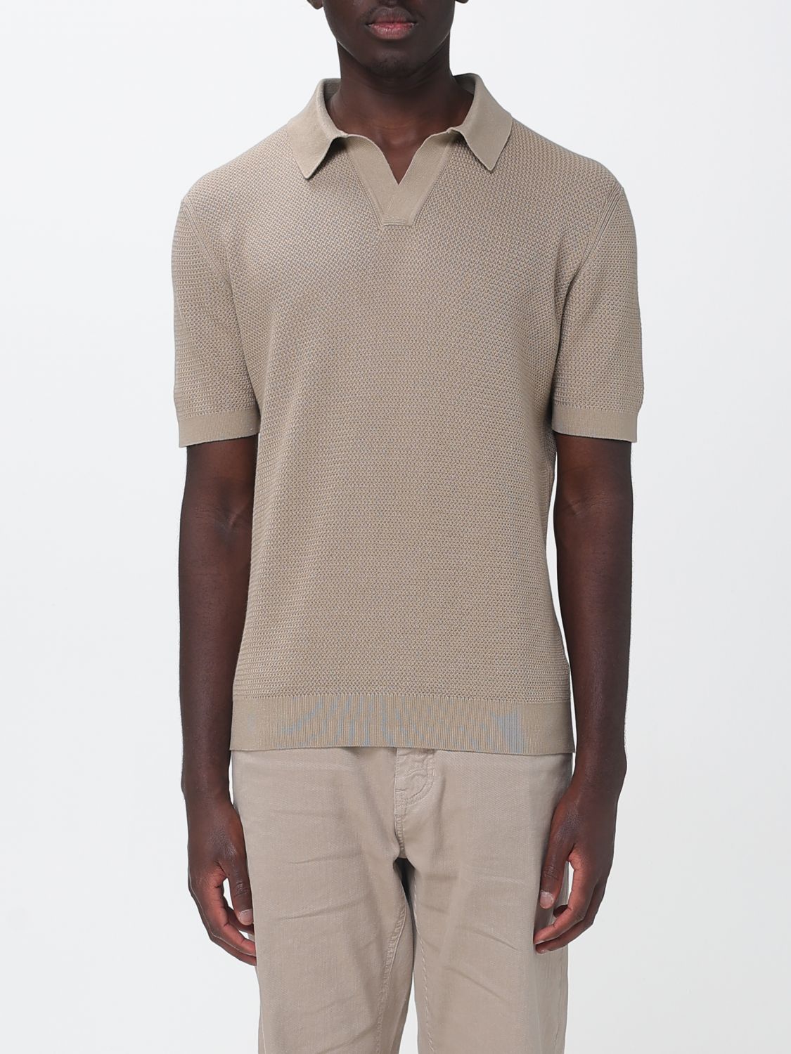Zegna Polo Shirt Men Beige