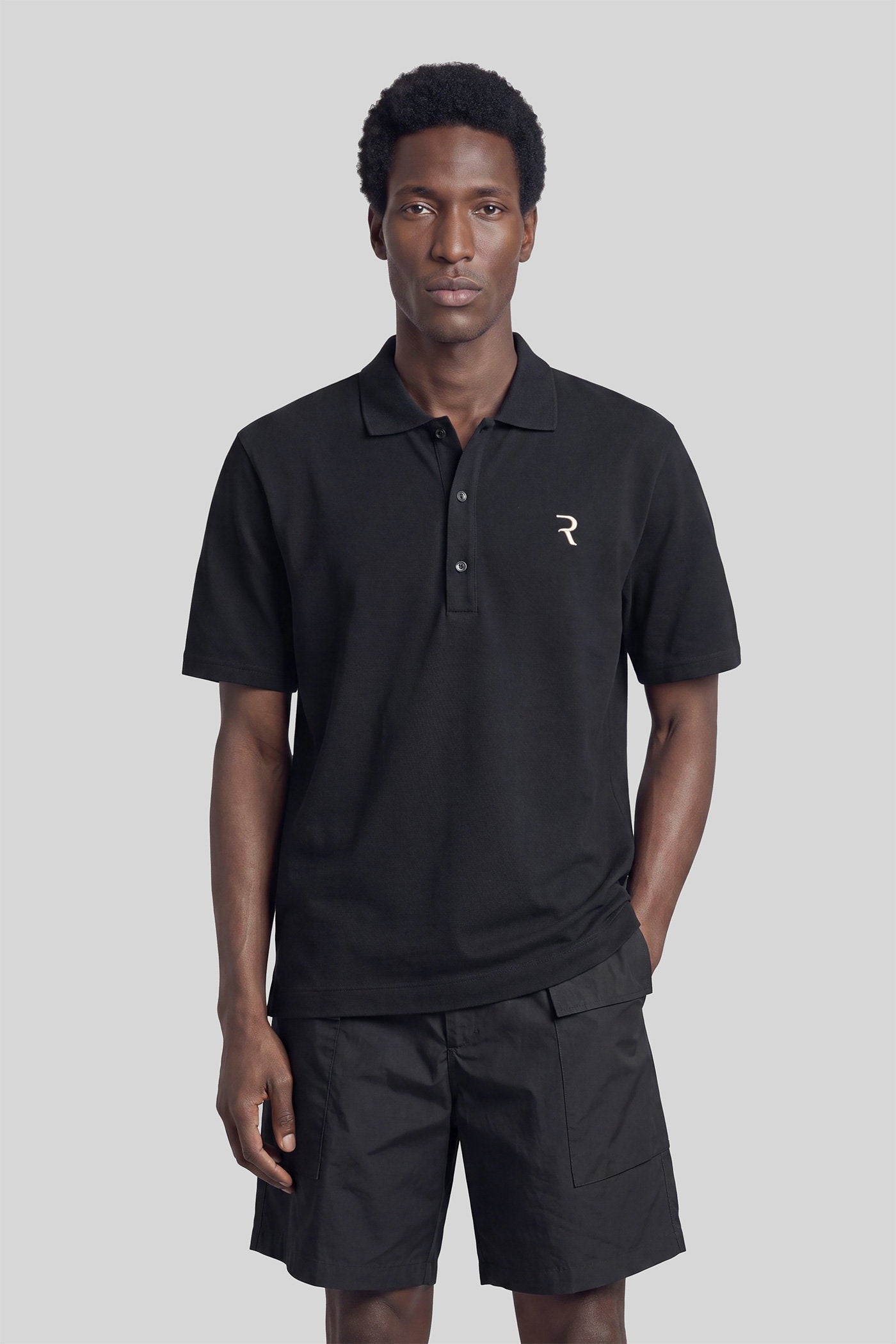 Polo in black cotton
