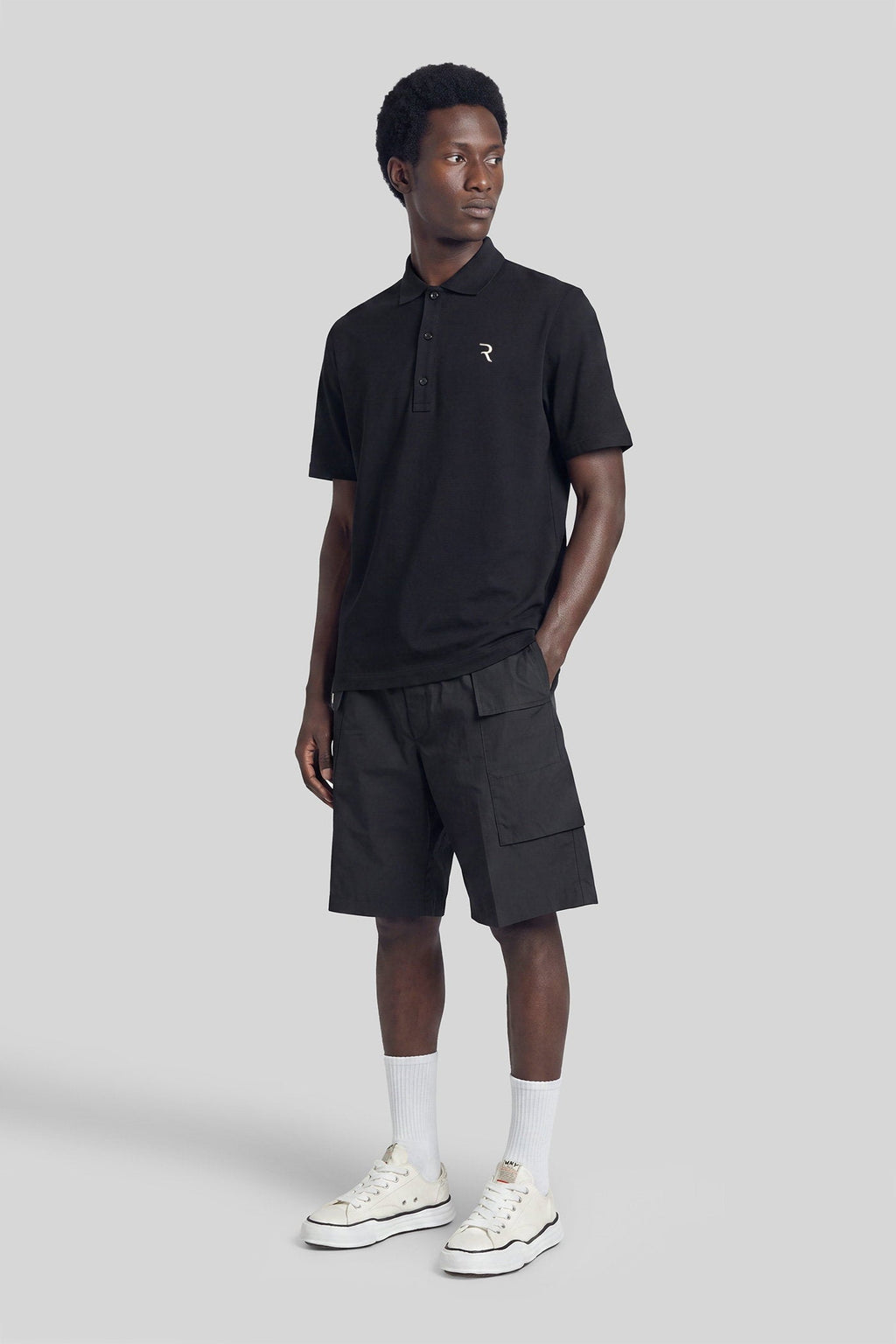 Polo in black cotton