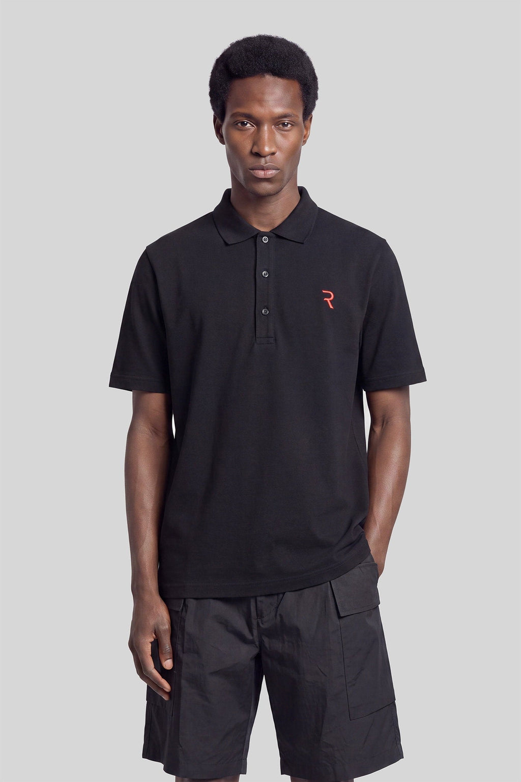 Polo in black cotton