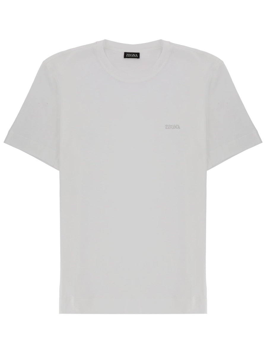 Neutrals Crew Neckline Subtle Chest Logo T-Shirt