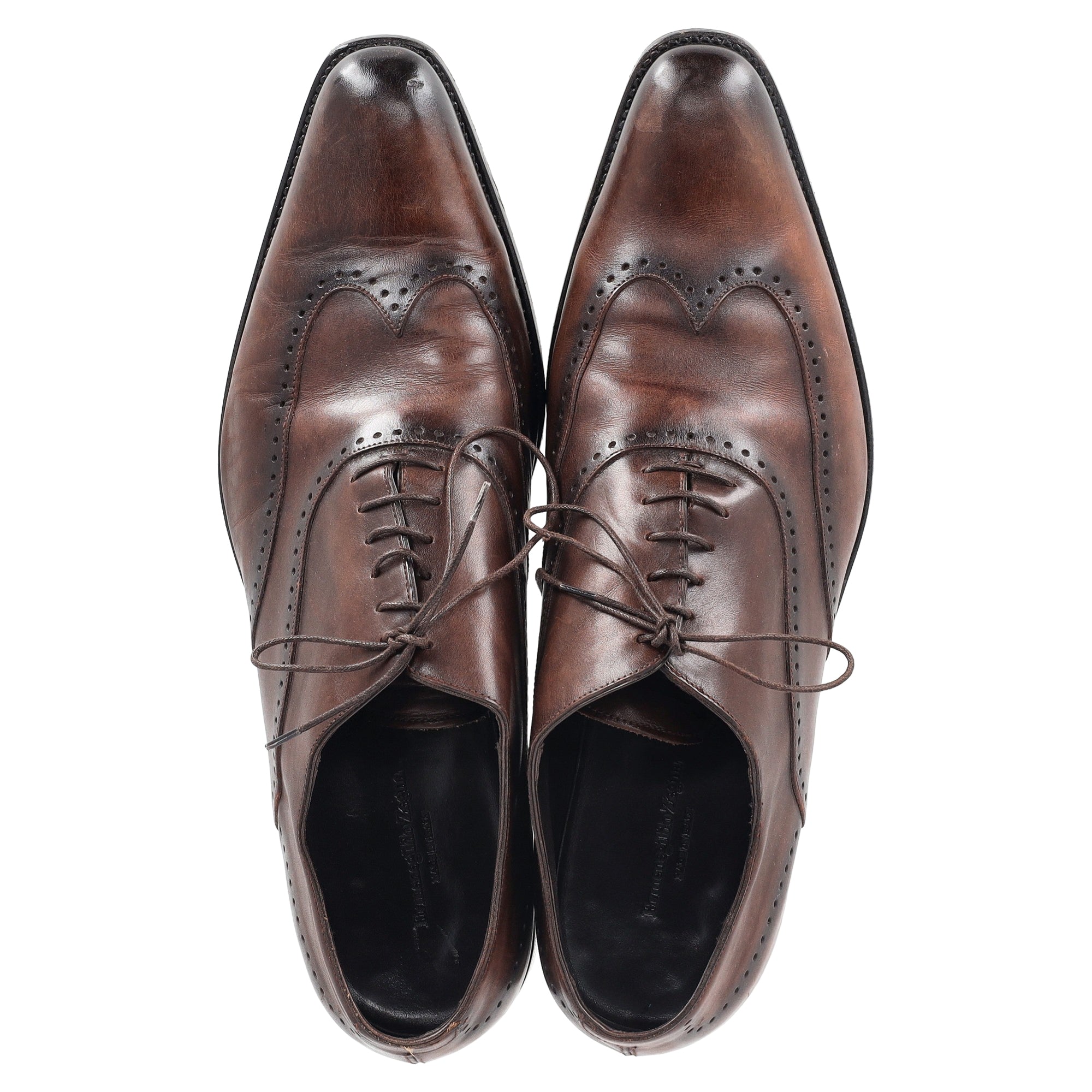 Ermenegildo Zegna Wingtip Oxford Shoes in Brown Leather