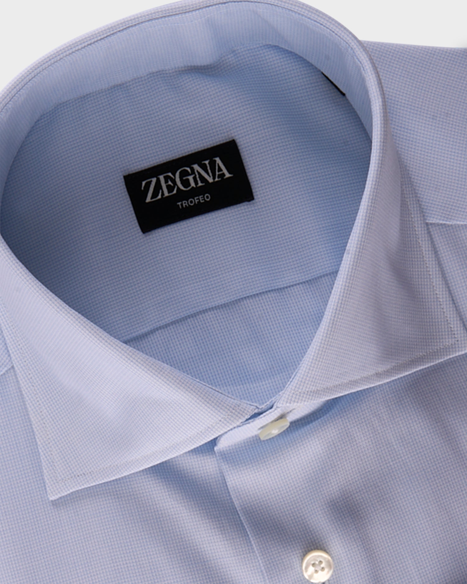 Light Blue Microtexture Cotton French Cuff Shirt