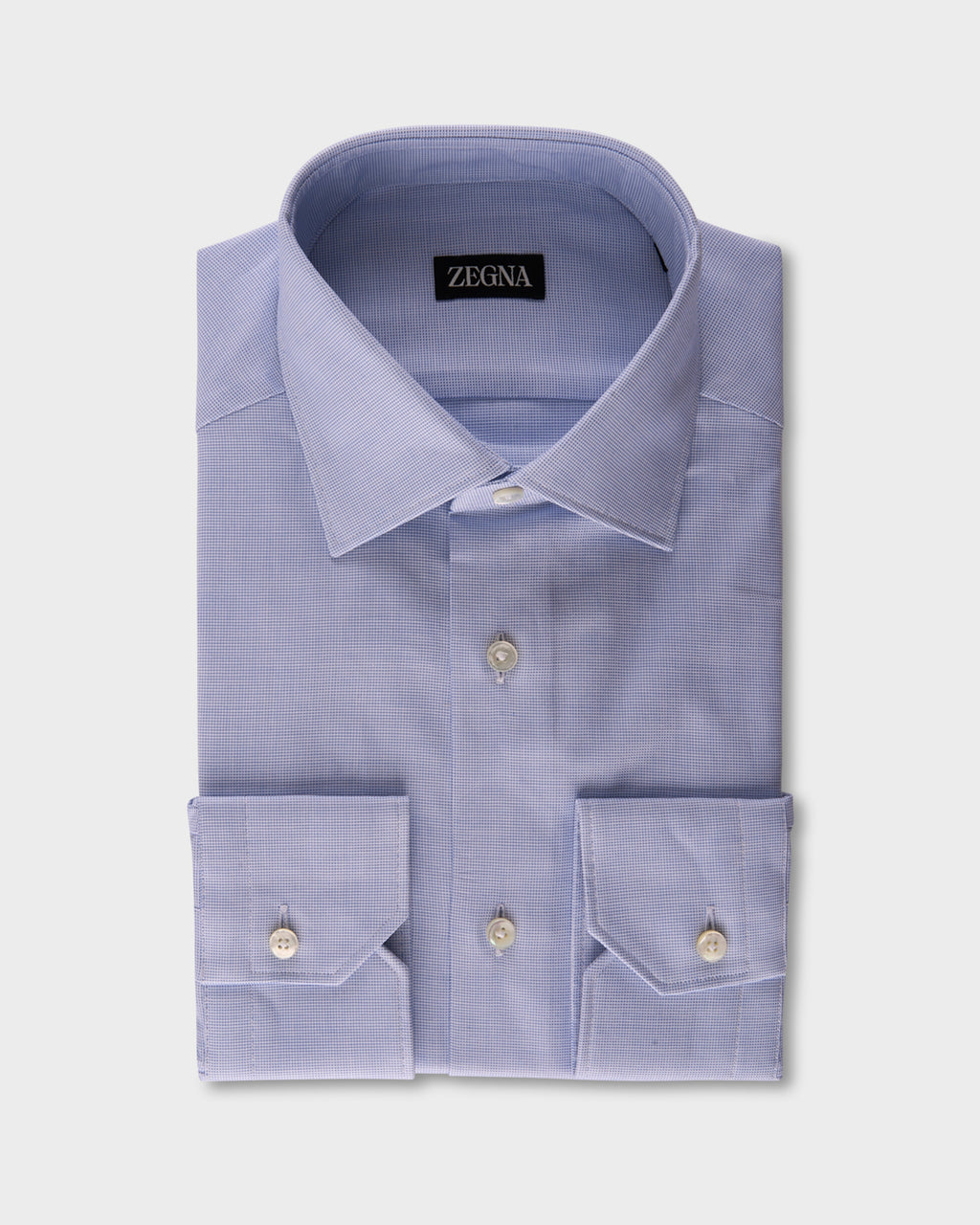Blue And White Microtexture Cotton Shirt