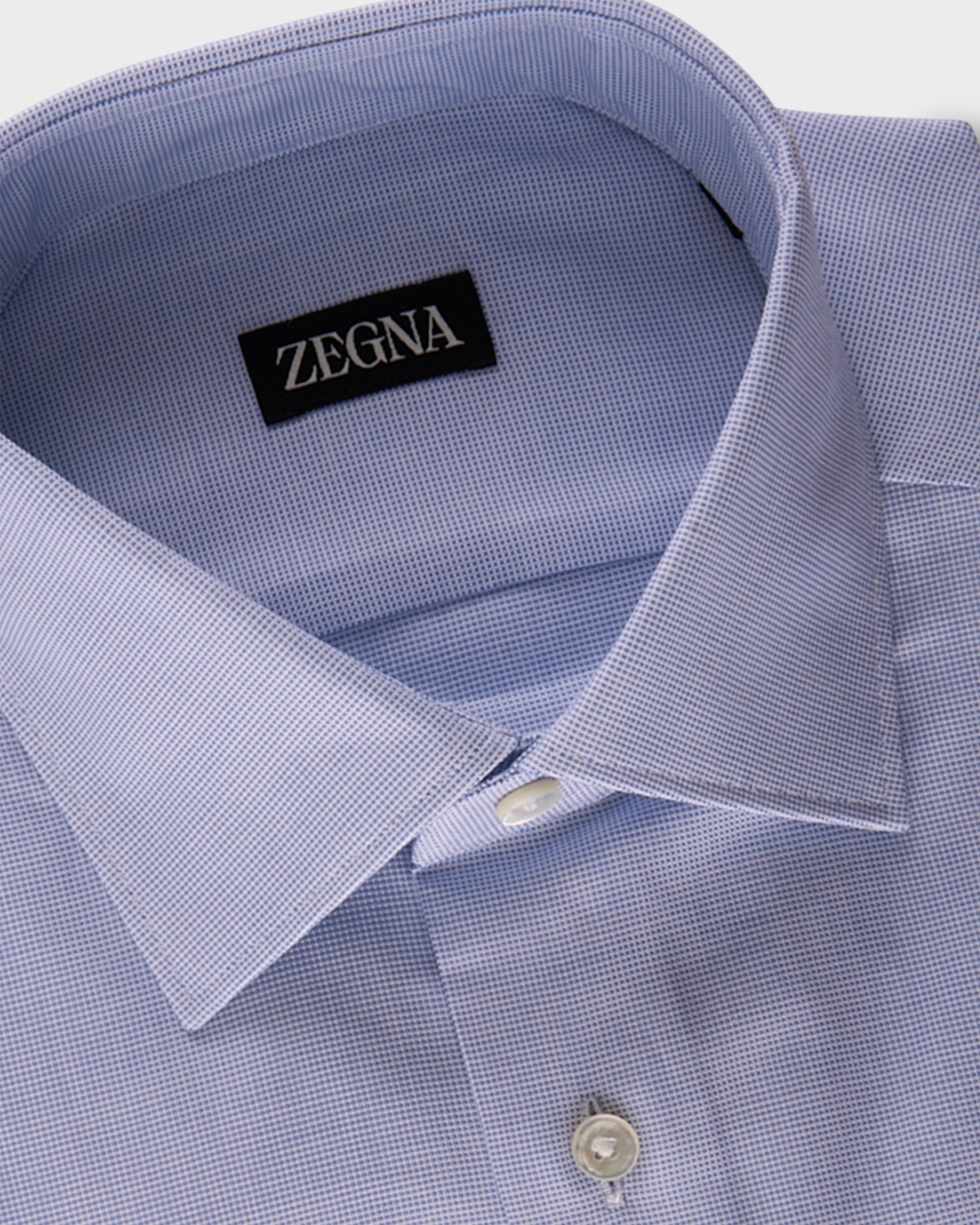 Blue And White Microtexture Cotton Shirt