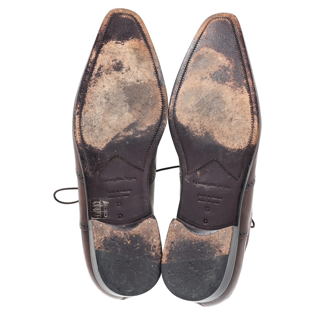 Ermenegildo Zegna Wingtip Oxford Shoes in Brown Leather