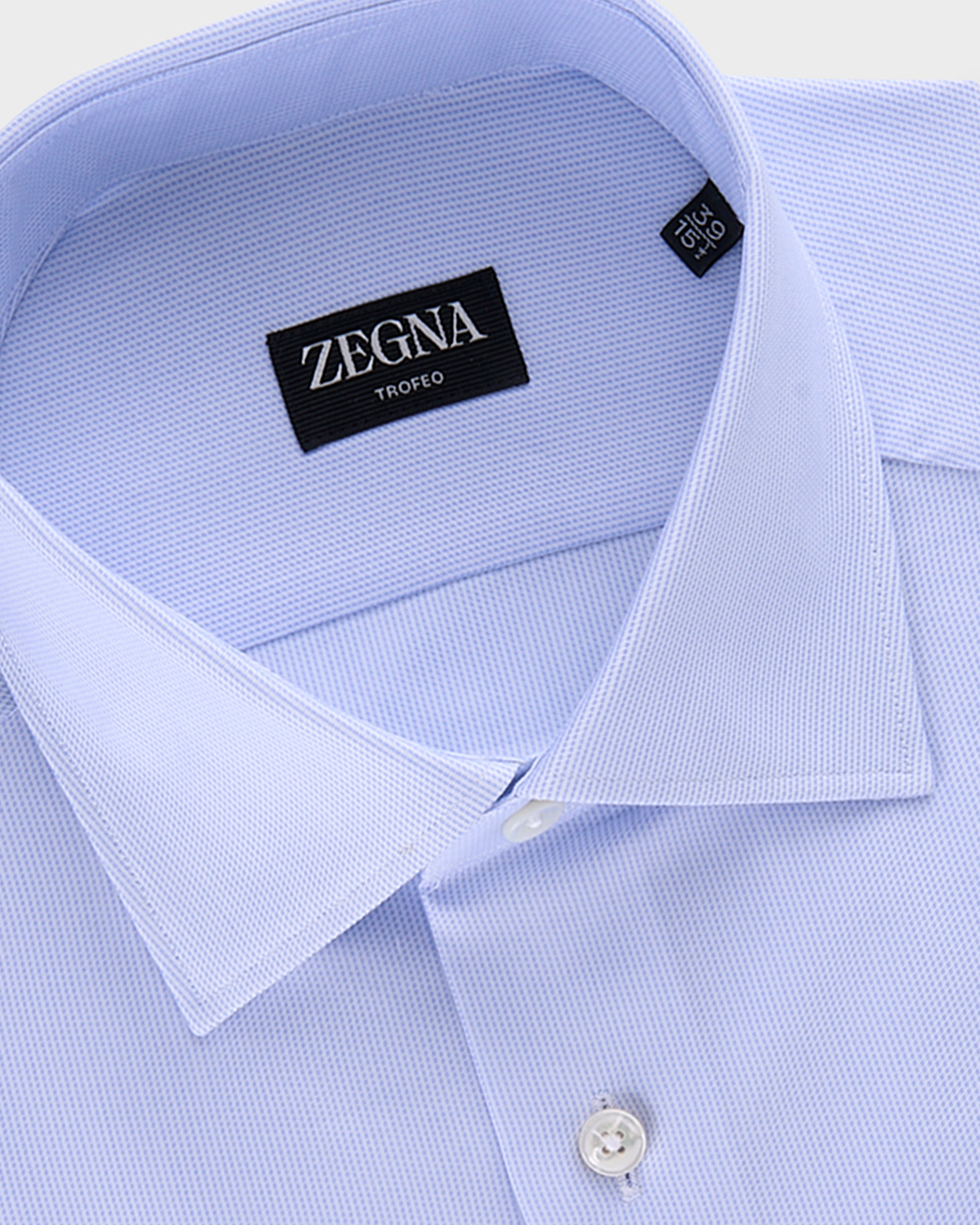 Light Blue Trofeo Microtexture Cotton Shirt