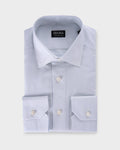 Light Blue And Off White Pinstripe Crossover Blend Shirt