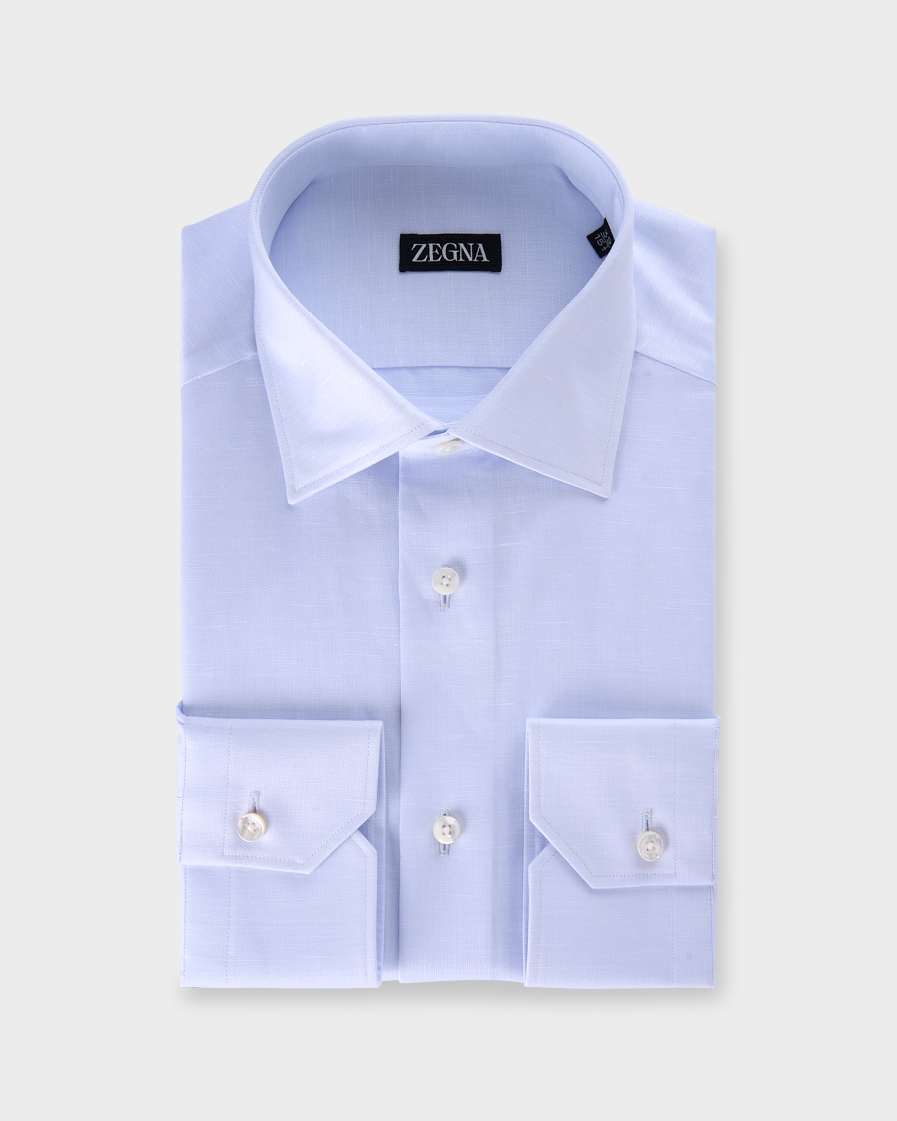 Pale Blue Textured Cotton Linen Shirt