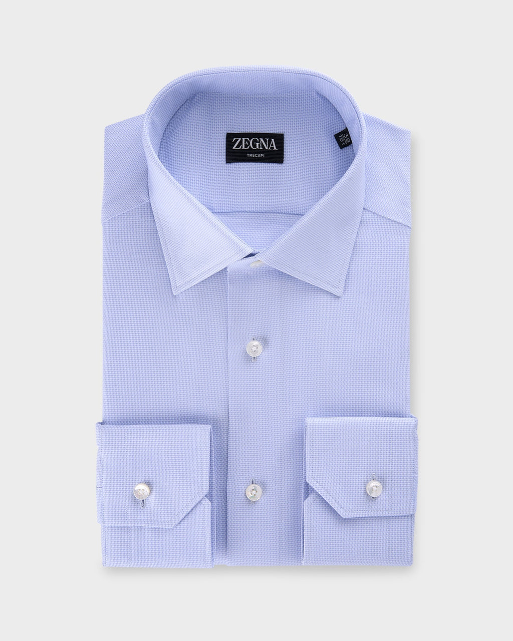 Blue Microtexture Trecapi Cotton Shirt