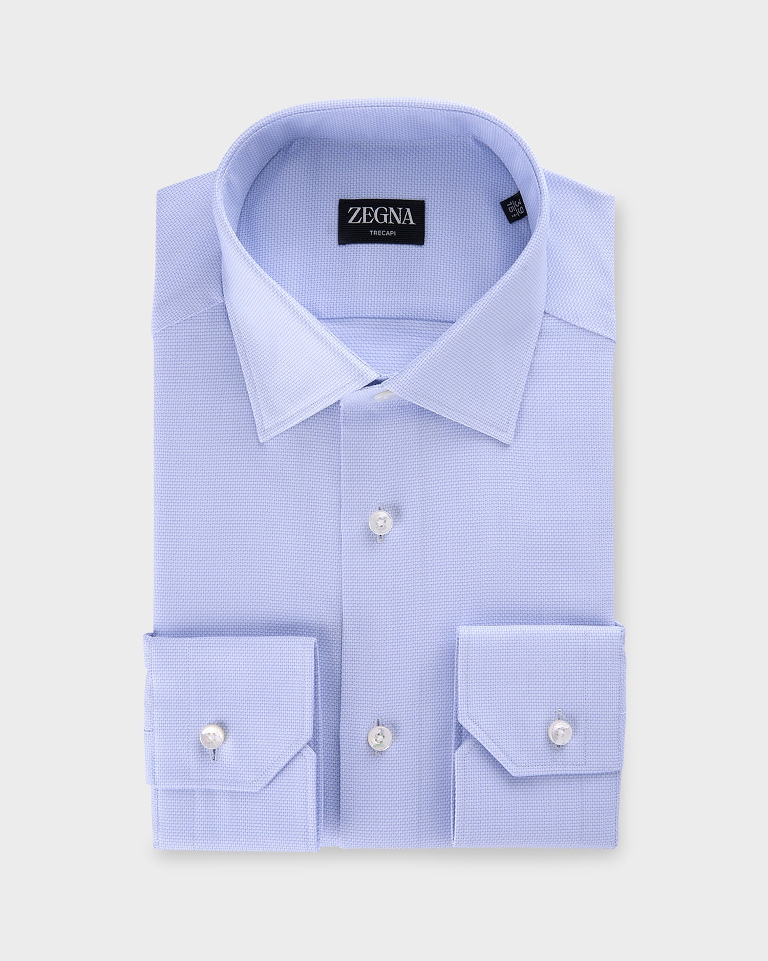 Blue Microtexture Trecapi Cotton Shirt