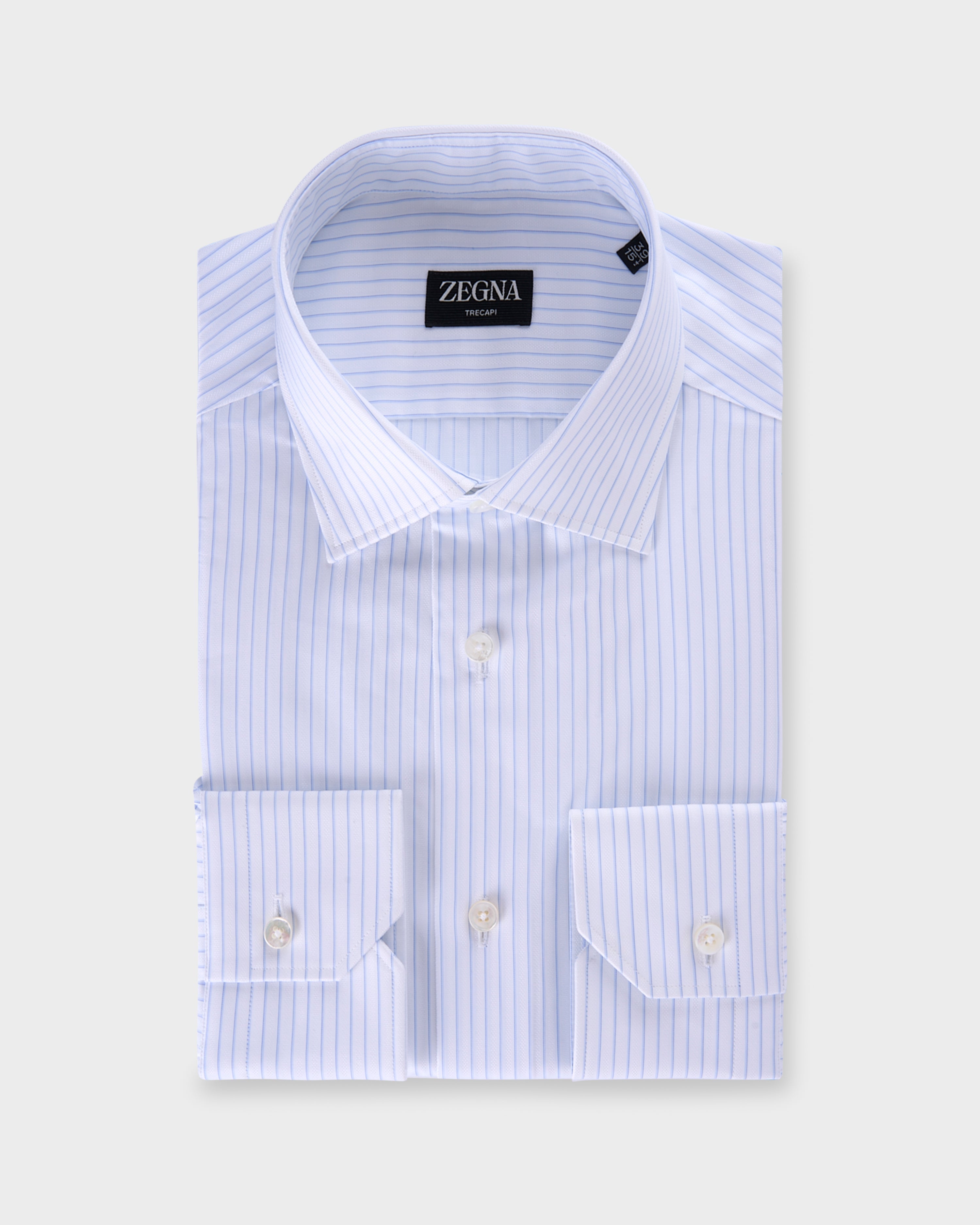 White With Blue Pinstripe Trecapi Cotton Shirt