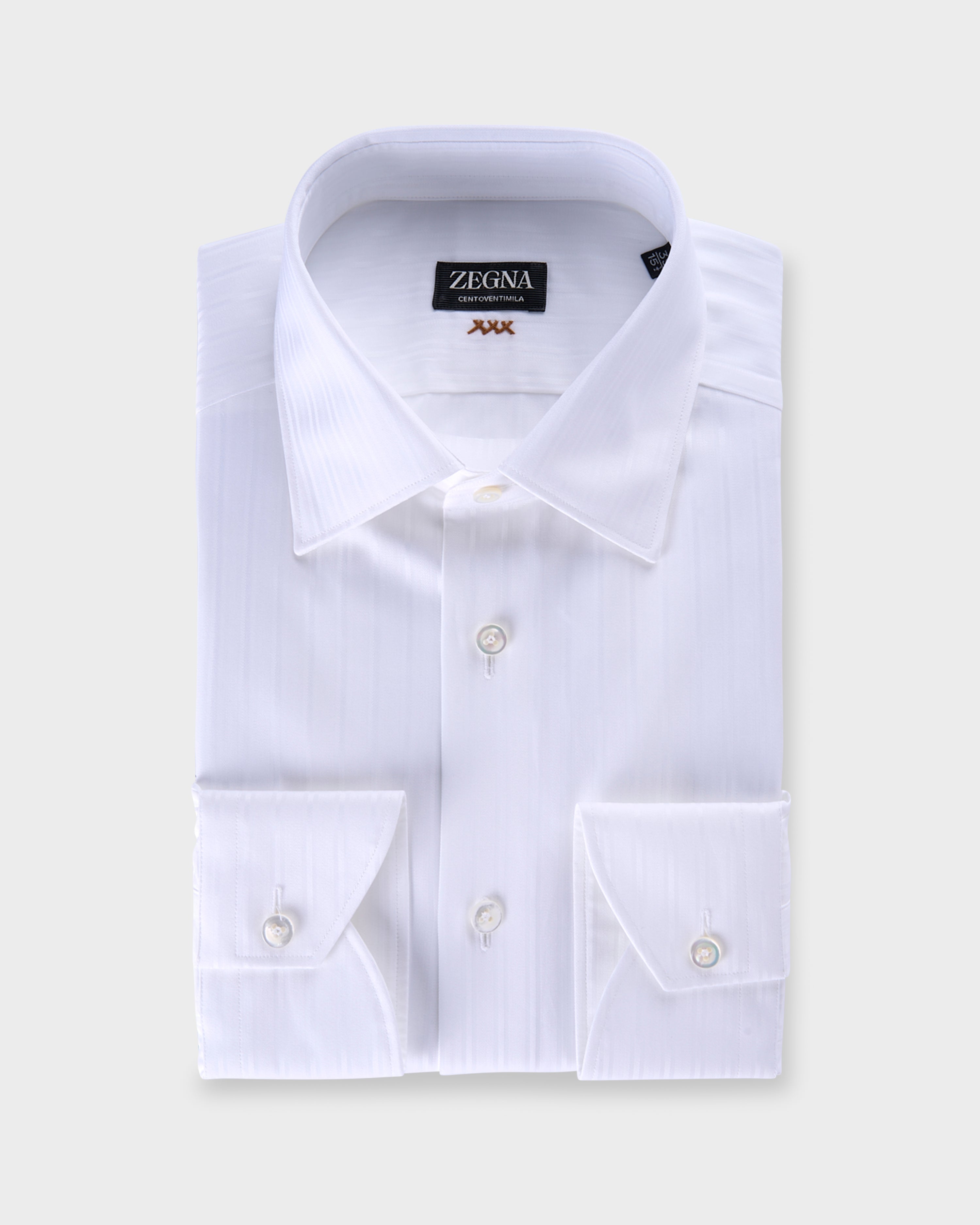 White Self Stripe Couture Centoventimila Cotton Shirt