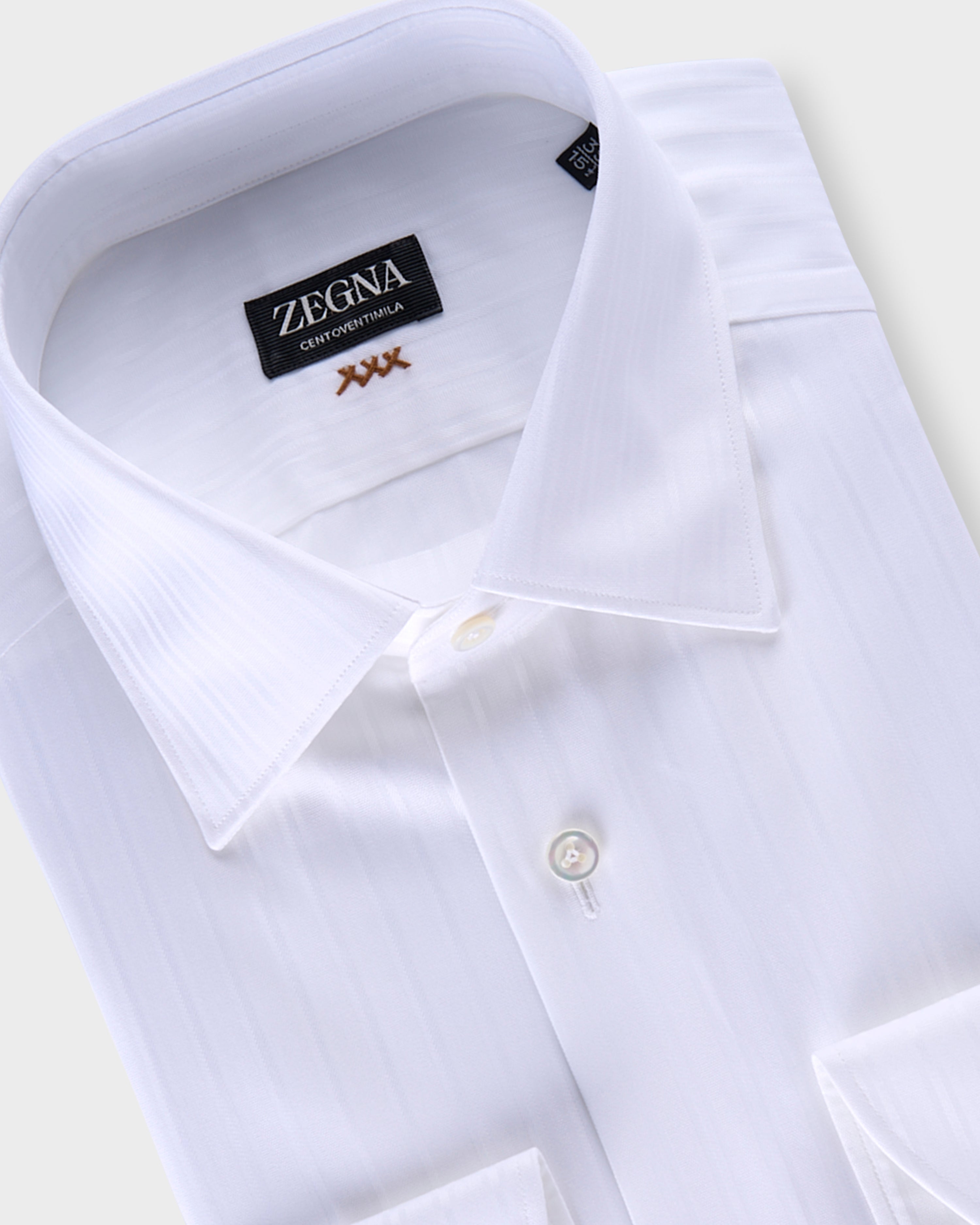 White Self Stripe Couture Centoventimila Cotton Shirt