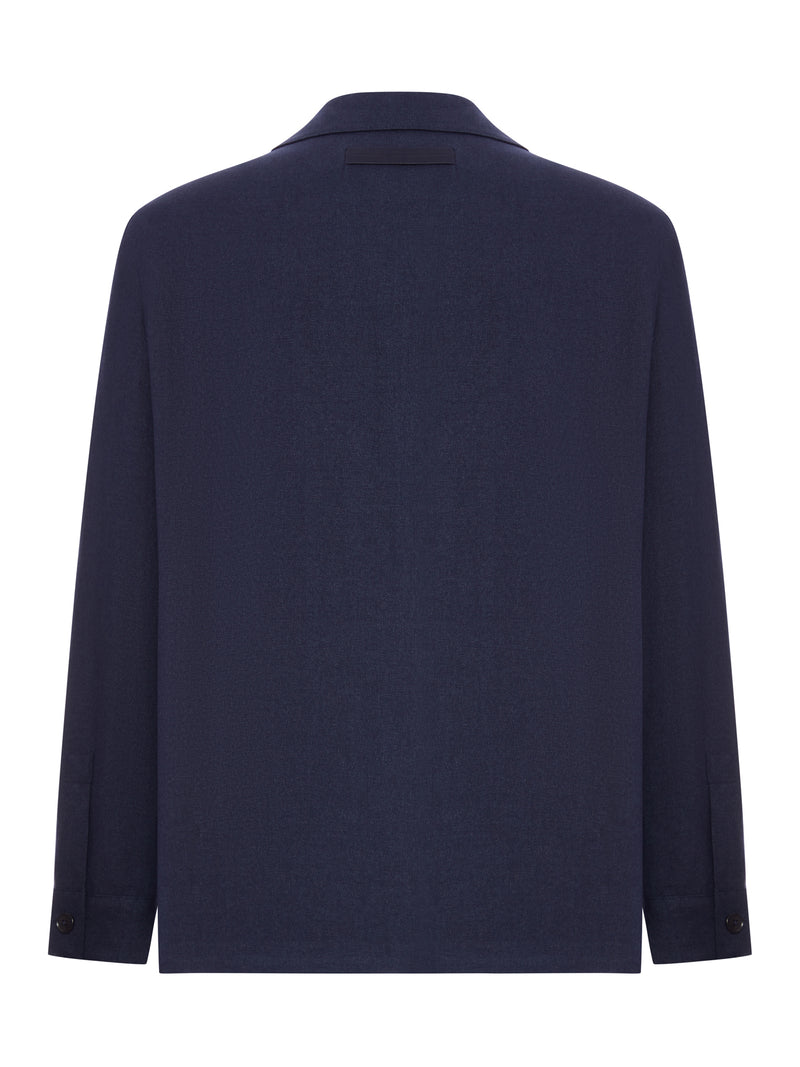 Zegna Men Wool And Linen Mix Jacket With Patched Pockets
