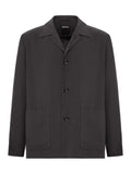 Zegna Men Wool And Linen Mix Jacket With Patched Pockets