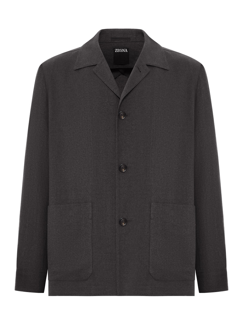 Zegna Men Wool And Linen Mix Jacket With Patched Pockets