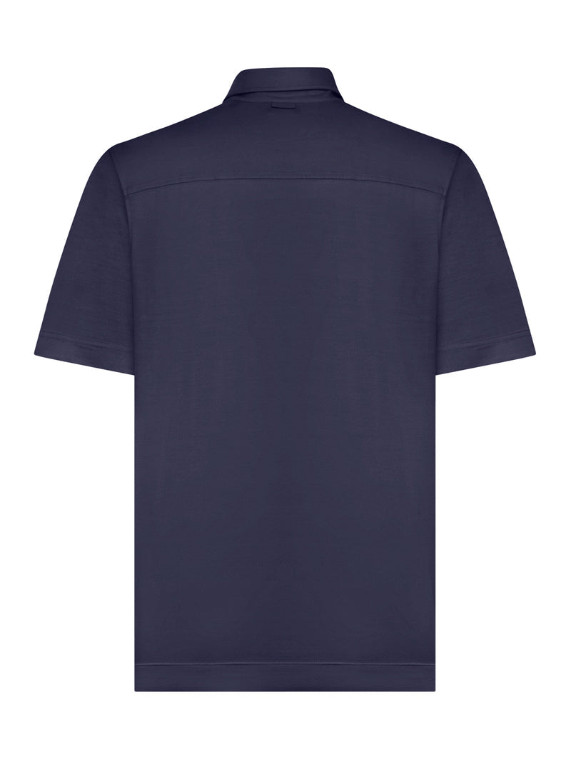 Zegna Men Silk And Cotton Knitted Polo Shirt