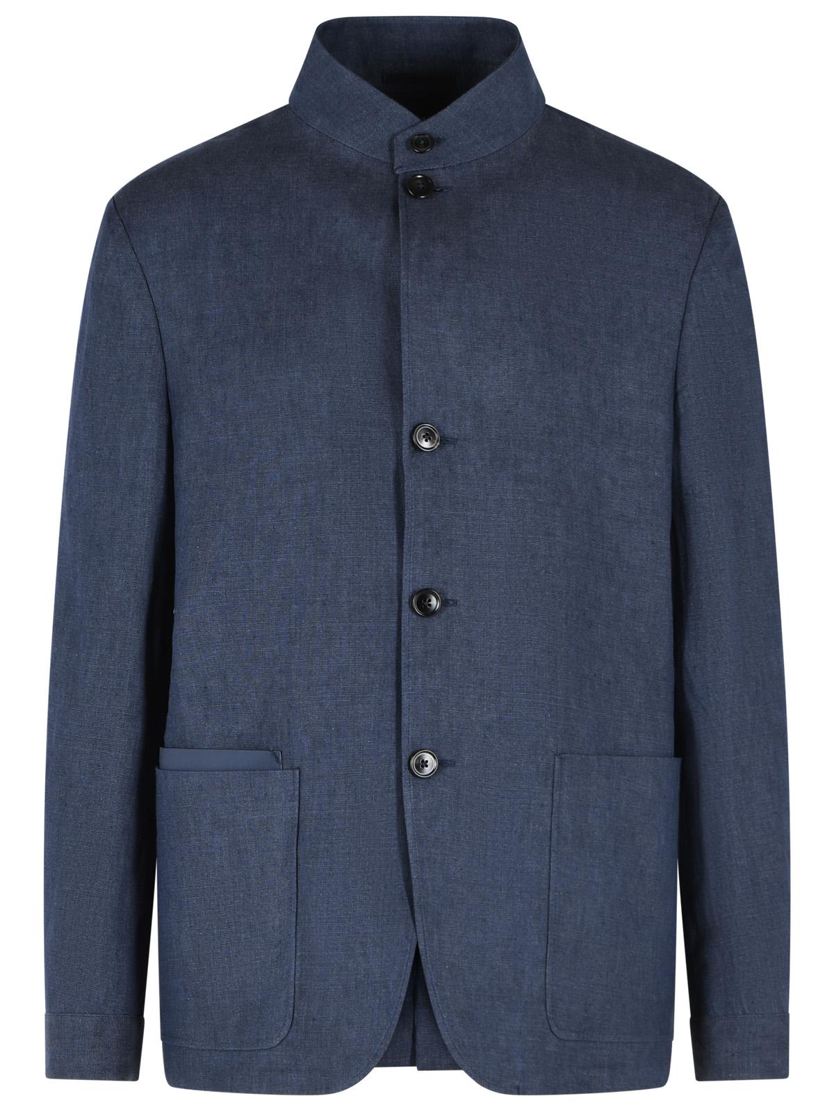 Zegna Blue Linen Jacket Men