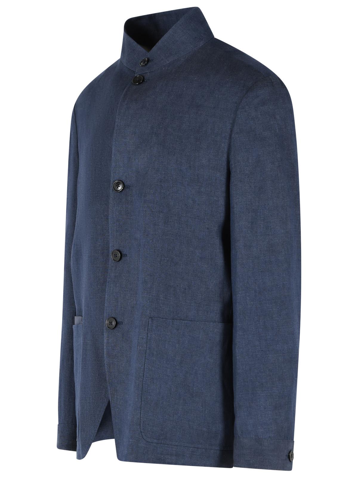 Zegna Blue Linen Jacket Men