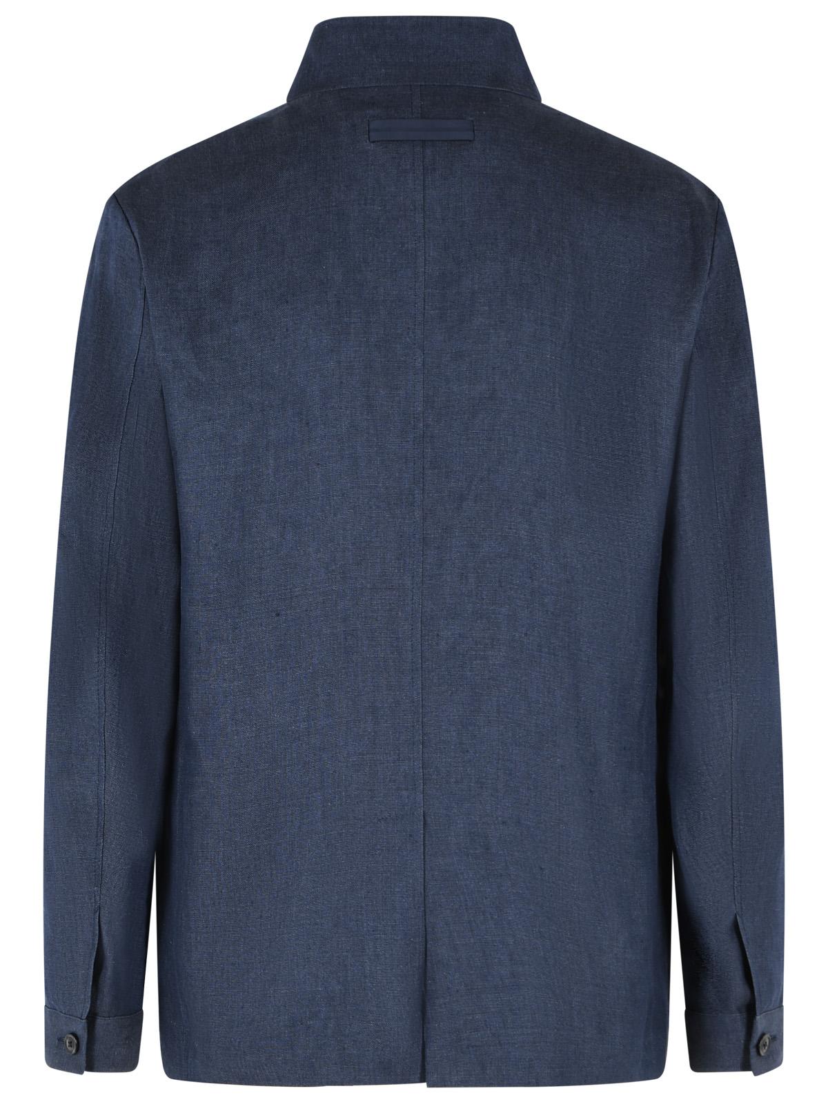 Zegna Blue Linen Jacket Men