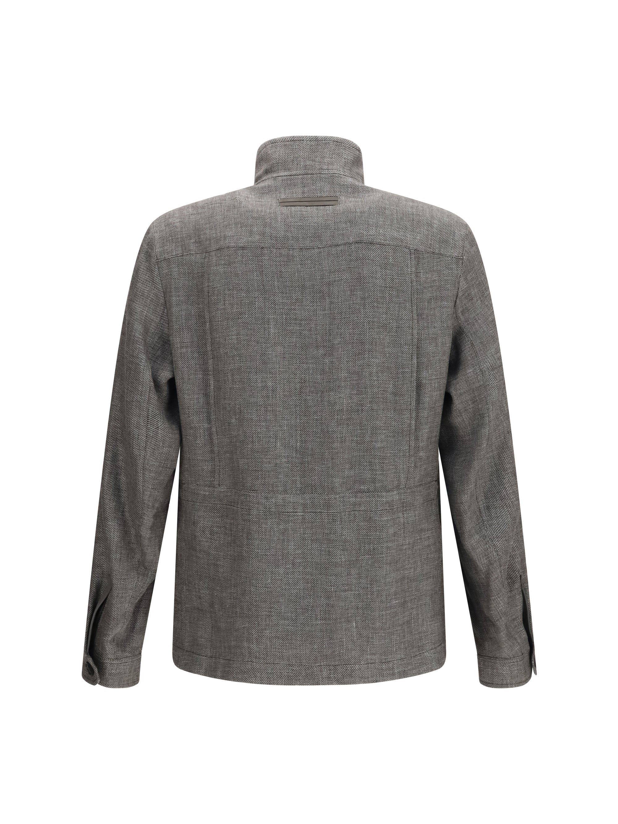 Zegna Men High-Collar Shirt Jacket