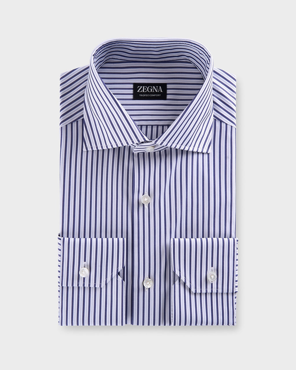 Dark Blue And White Stripe Trofeo Comfort Cotton Shirt