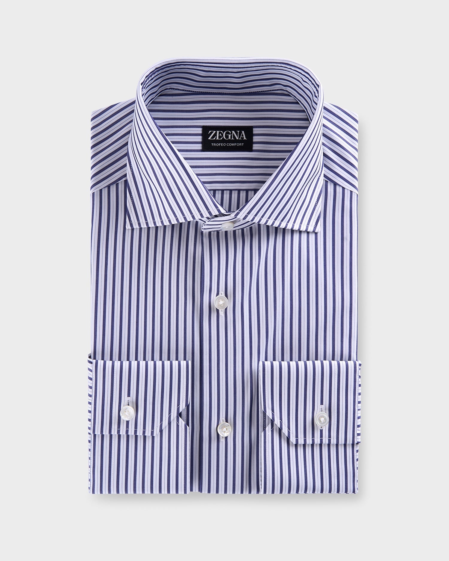 Dark Blue And White Stripe Trofeo Comfort Cotton Shirt