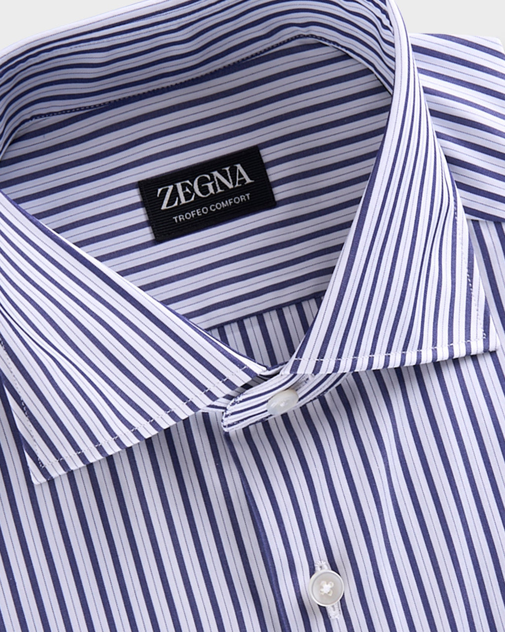 Dark Blue And White Stripe Trofeo Comfort Cotton Shirt