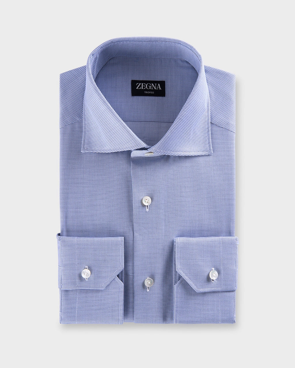 Blue Microtexture Trofeo Cotton Shirt