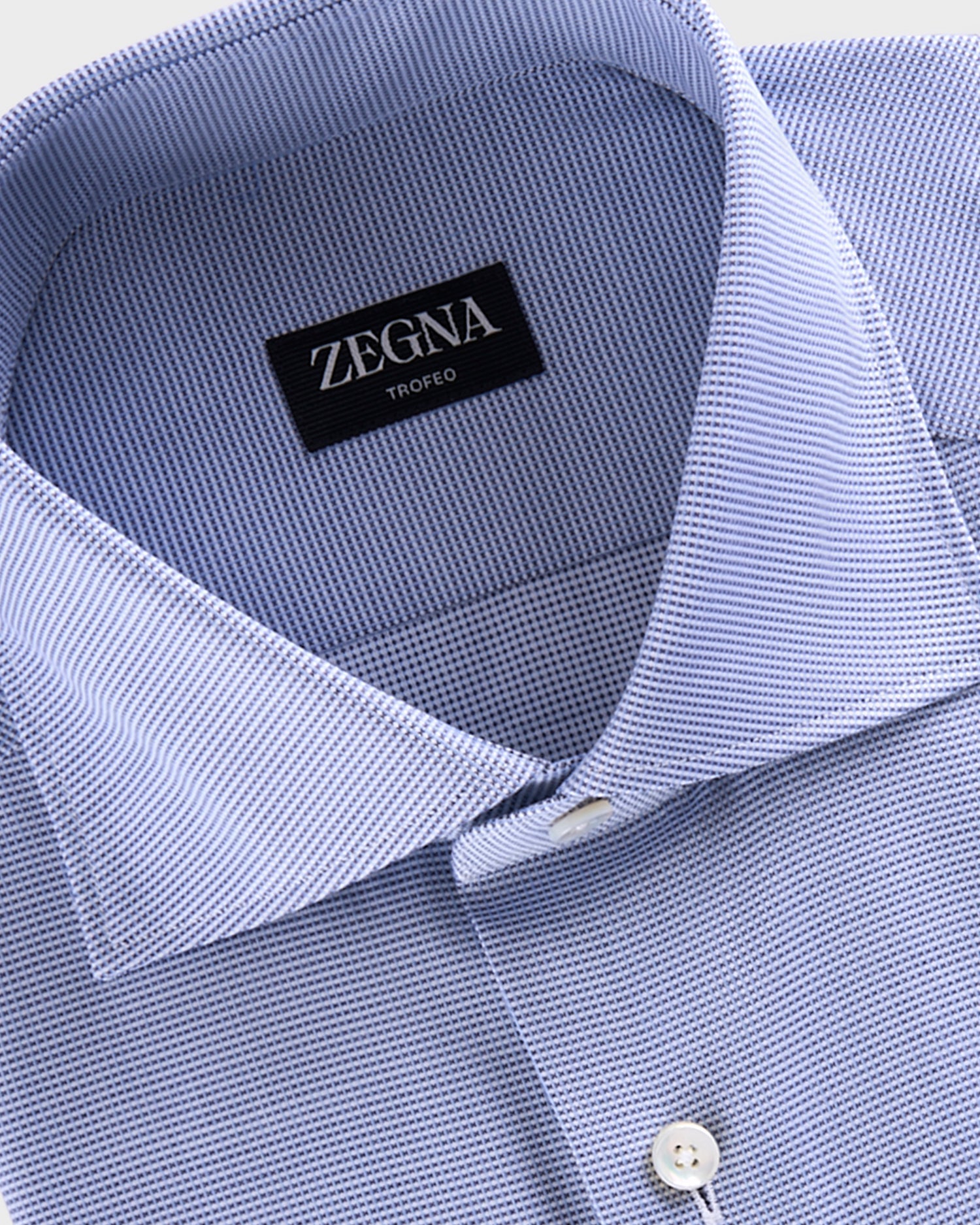 Blue Microtexture Trofeo Cotton Shirt