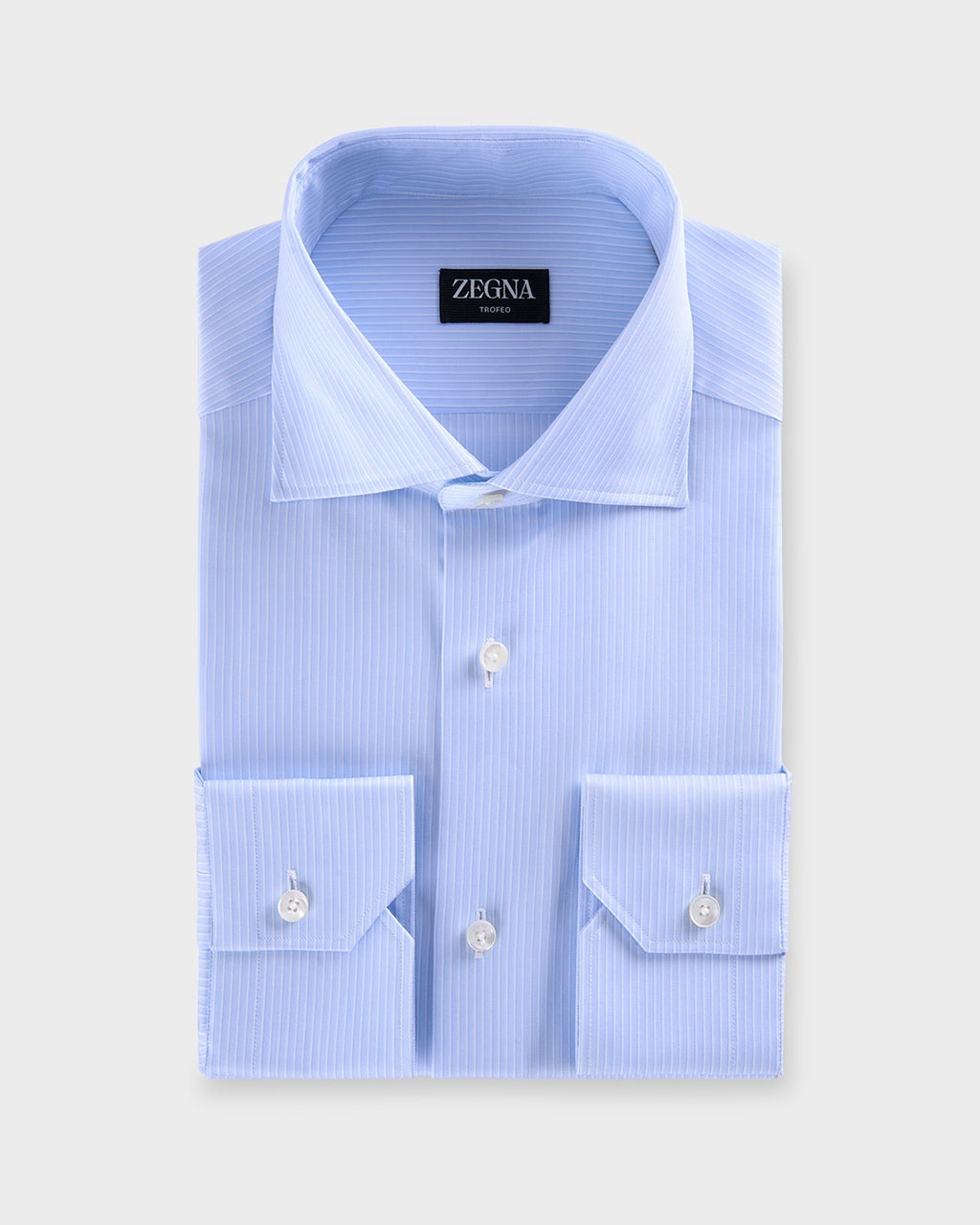 Pale Blue With White Stripe Trofeo Cotton Shirt
